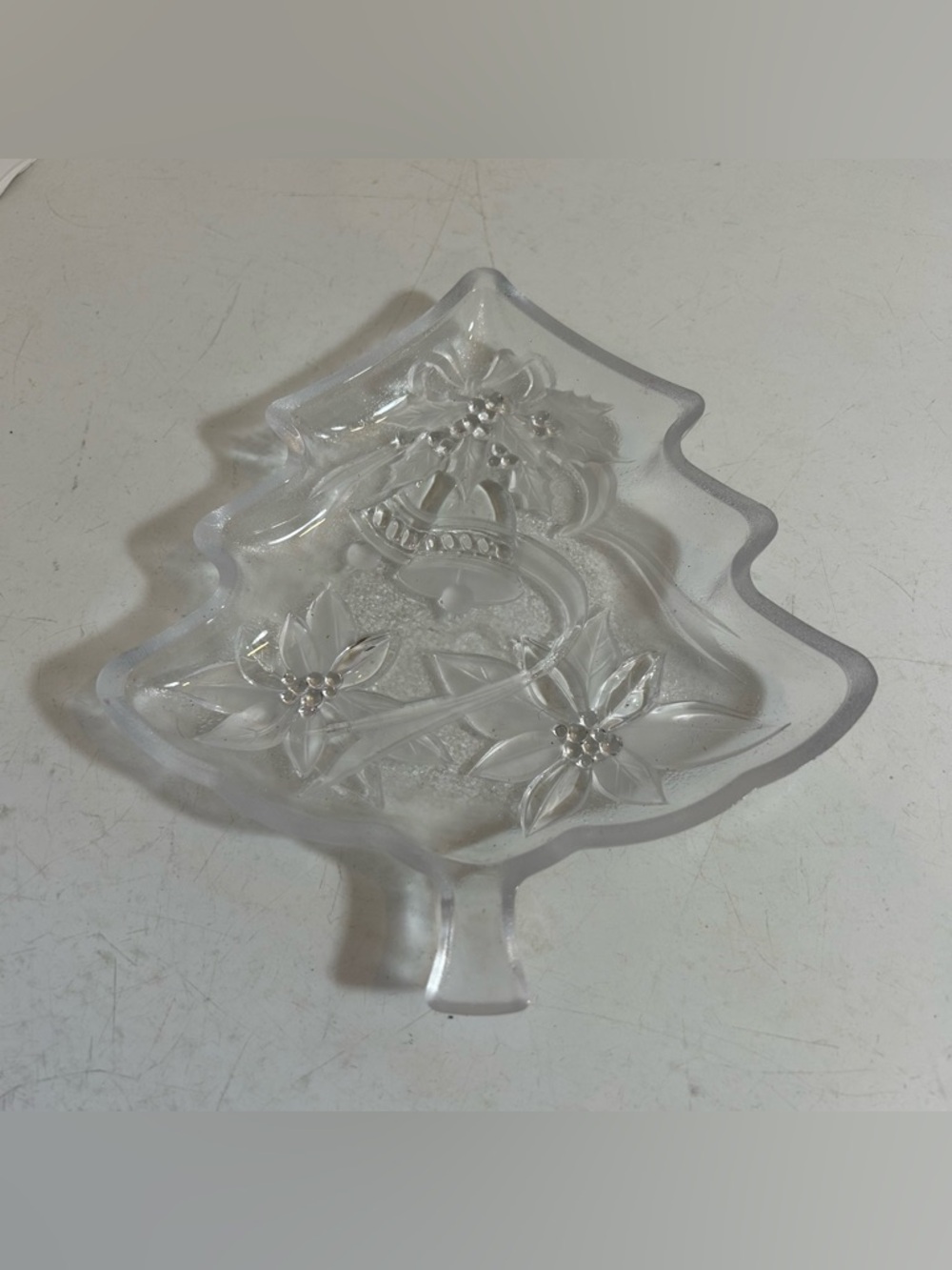 Vintage Soga Japan Happy Holidays Christmas tree glass plate serving dish